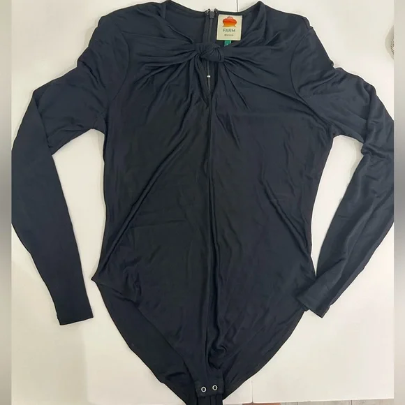FARM Rio Black Cutout Long Sleeve Bodysuit NWOT Large - Picture 4 of 15